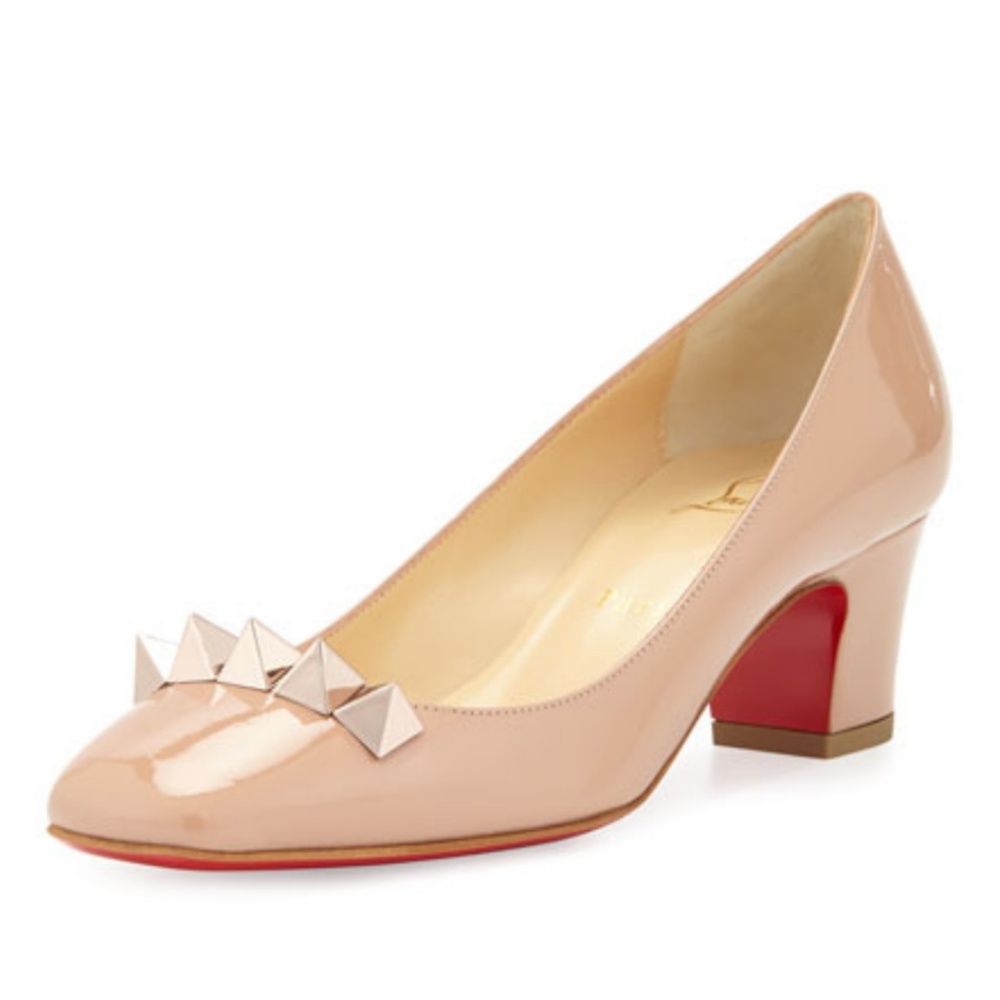 Christian Louboutin Nude Pyramidame BlockHeel Pump